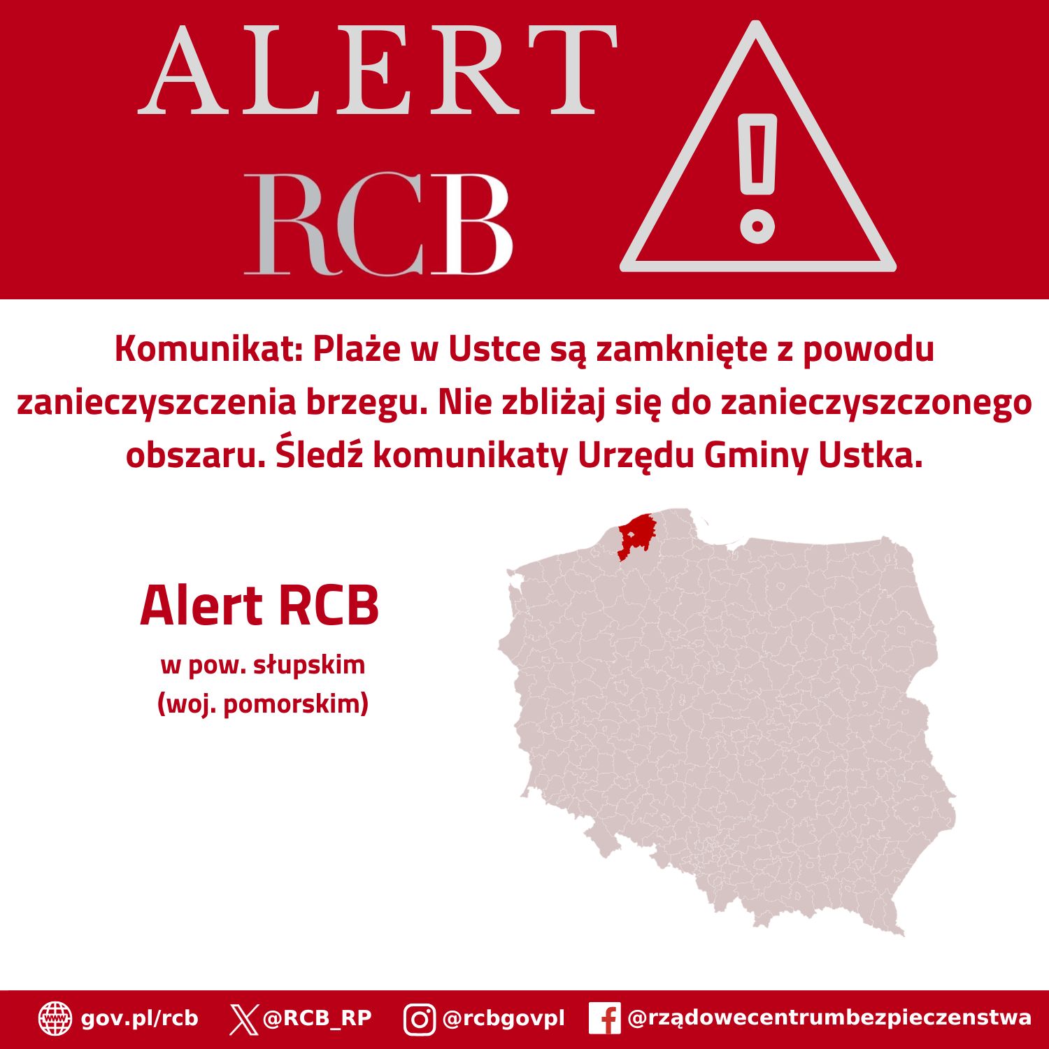 Alert RCB - ZANIECZYSZCZENIE BRZEGU