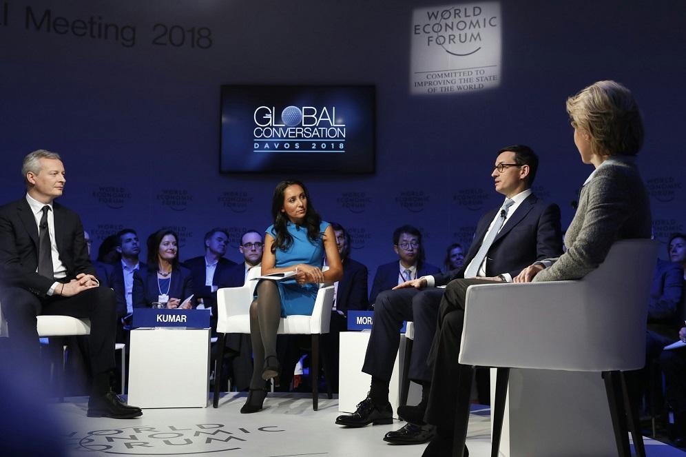Premier Mateusz Morawiecki uczestniczy w dyskusji panelowej podczas Światowego Forum Ekonomicznego w Davos.