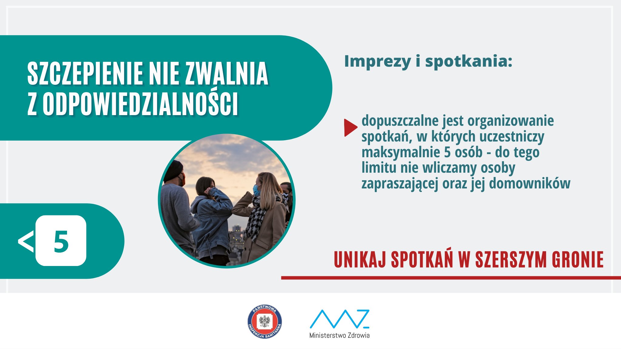 Szczepienie nie zwalnia z odpowiedzialności - unikaj spotkań w szerszym gronie