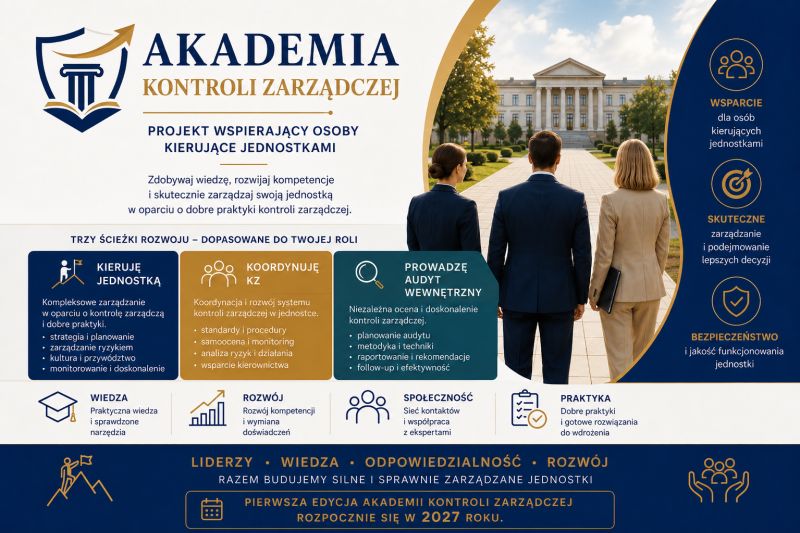 Akademia Kontroli Zarządczej - projekt wspierający osoby kierujące jednostkami