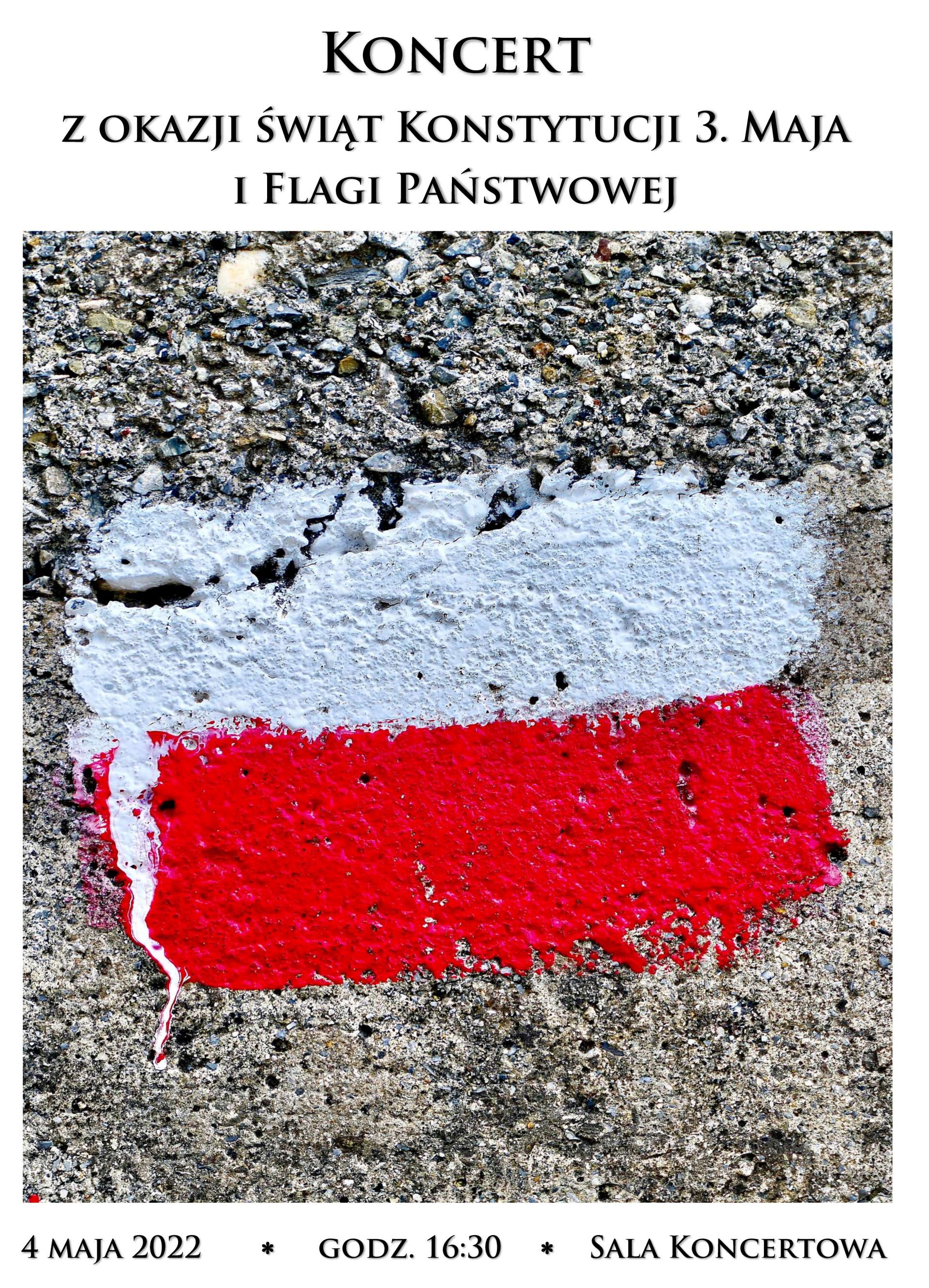 plakat koncertu z okazji świąt Konstytucji 3. Maja i Dnia Flagi