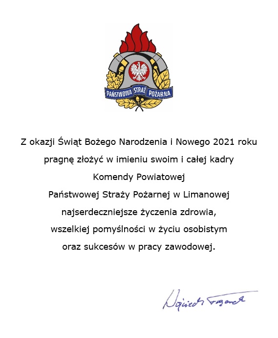 Życzenia KP PSP Limanowa