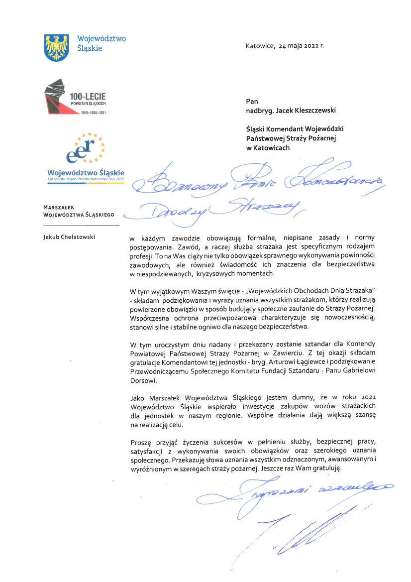 Życzenia od Marszałka Województwa Śląskiego Jakuba Chełstowskiego