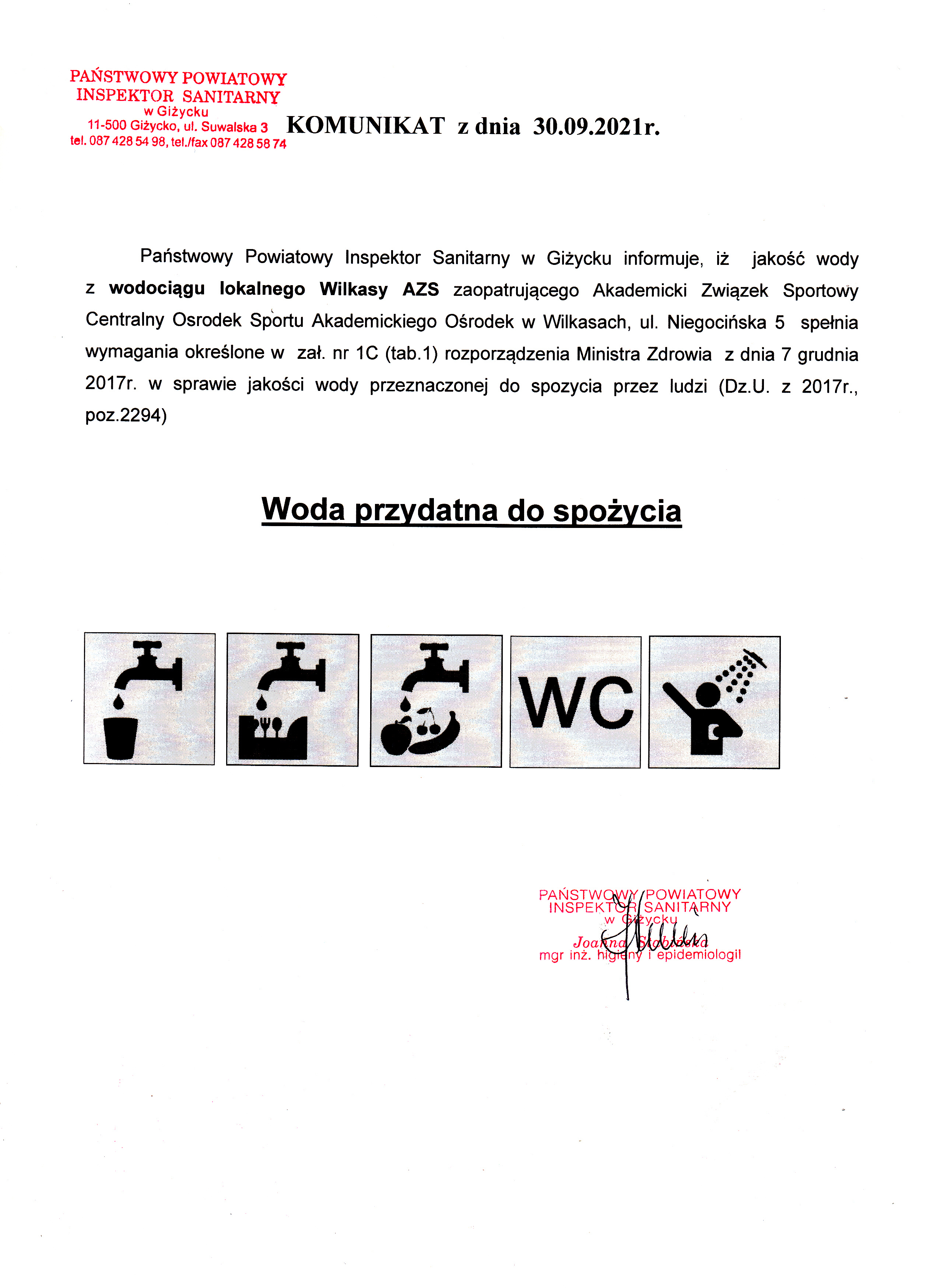 Komunikat z dnia 30.09.2021 r