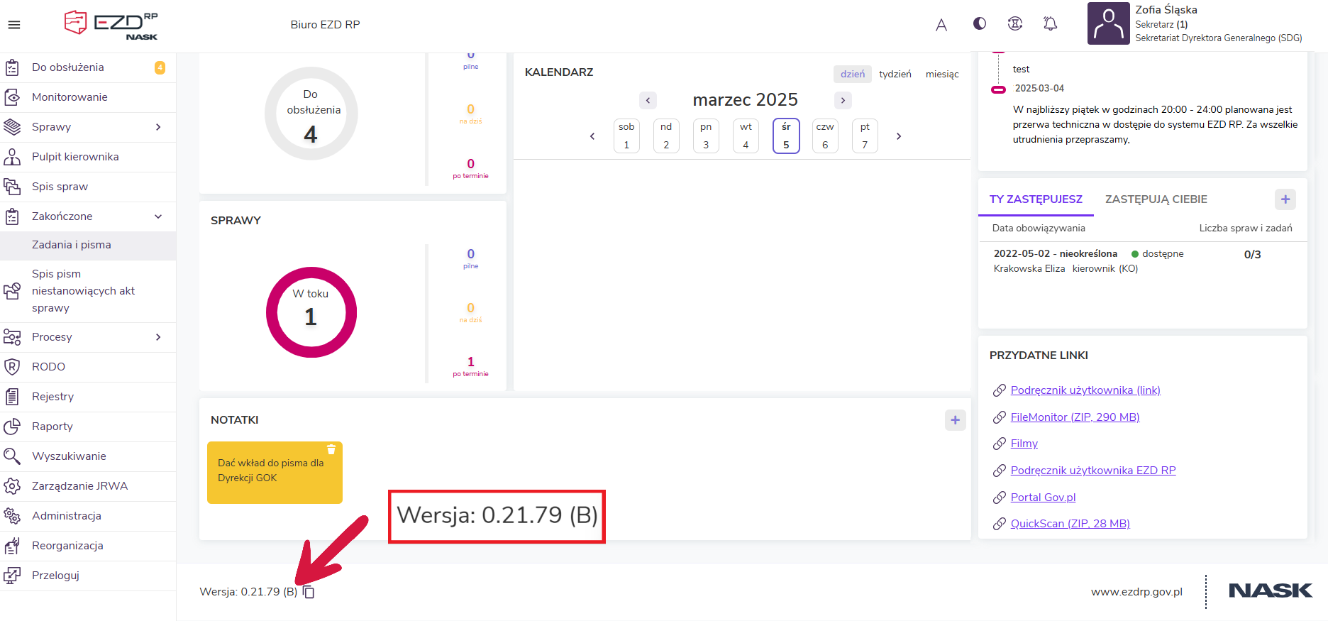 Lokalizacja oznaczenia wskazującego wersję systemu (A lub B).