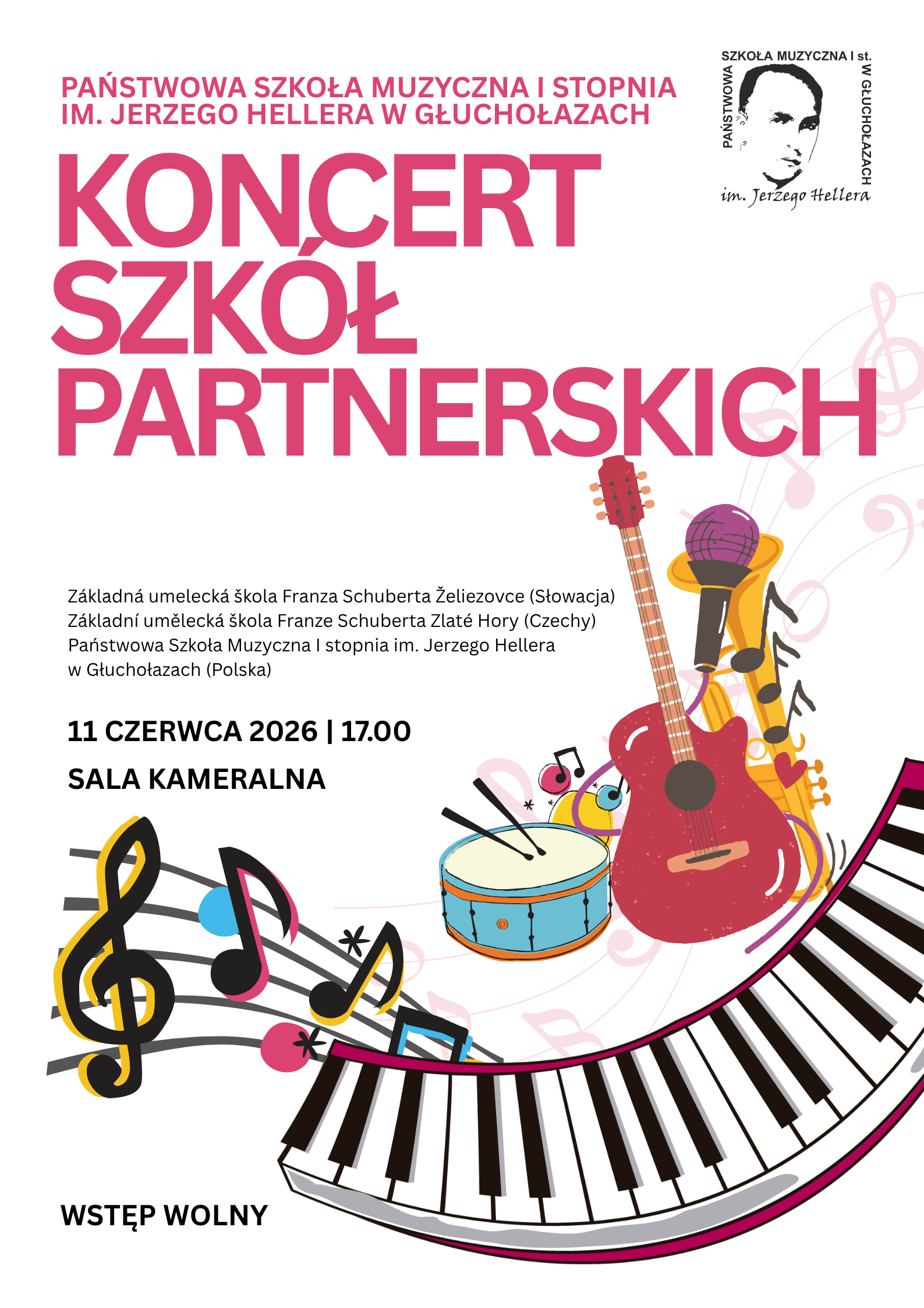 Plakat niebieskie tło u góry granatowy napis burmistrz Głuchołaz zaprasza dni Głuchołaz świętujmy razem w tle w tęczowych kolorach panorama miasta Głuchołazy z prawej strony owalne zdjęcia artystów Magda bereda Goya Sztywny Pal Azji Jerzy Kryszak z Sidney Polak Big Cyc na dole www głuchołazy.pl loga sponsorów według ustalonego znaku w tym gmina Głuchołazy Centrum Kultury GK TBS GOSiR w tym również logo szkoły muzycznej w Głuchołazach sobota 13 czerwca 2026 muszę Leśna 16:00 studio piosenki 17:30 szkoła muzyczna w Głuchołazach 19:00 uroczyste otwarcie dni Głuchołazy 19:30 Magda bere na 21 i 22:34.pl Azji niedziela 14 czerwca 26 14:30 występy dzieci i młodzieży z Gór Polskich przedszkoli oraz Szkół 16:30 animacje dla dzieci 18 Jerzy Kryszak 19:30 Sydney Polak 21 Big Cyc na dole wymienione imprezy towarzyszące