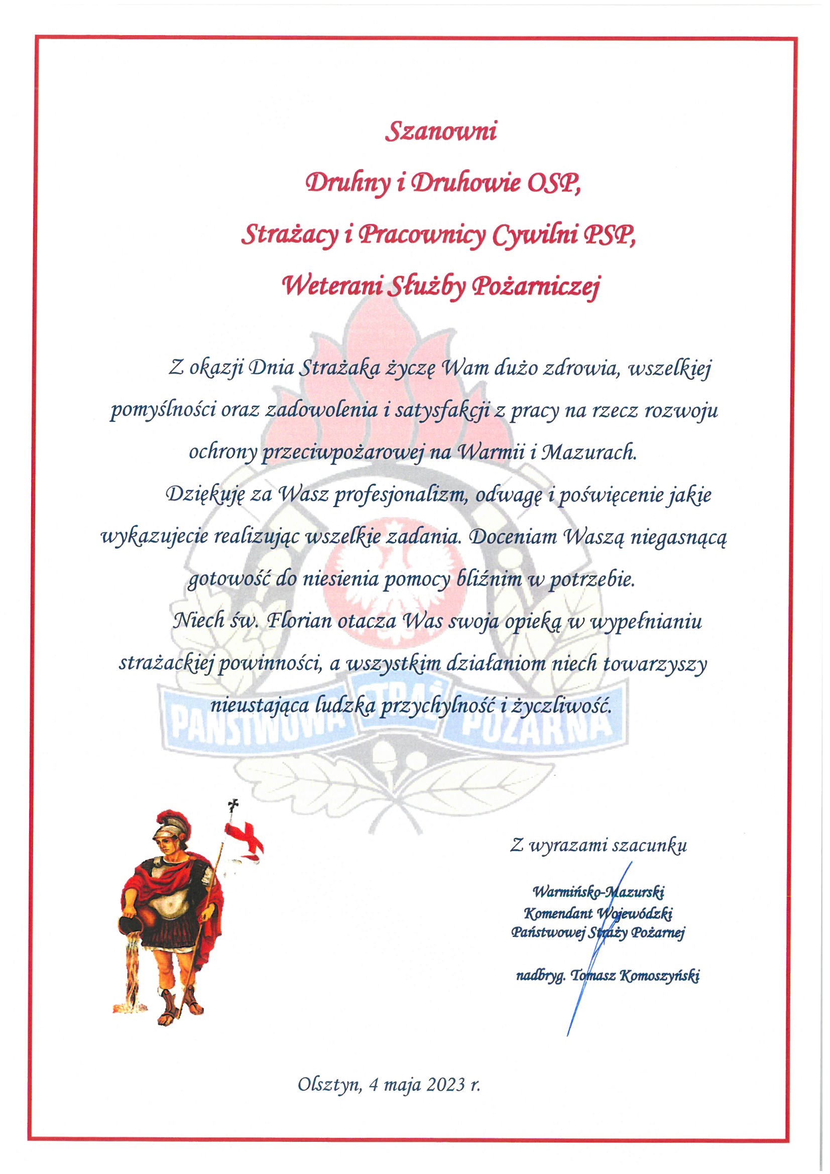 Życzenia KW PSP