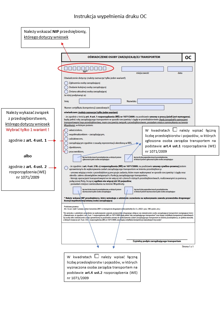 Instrukcja wypełnienia druku OC