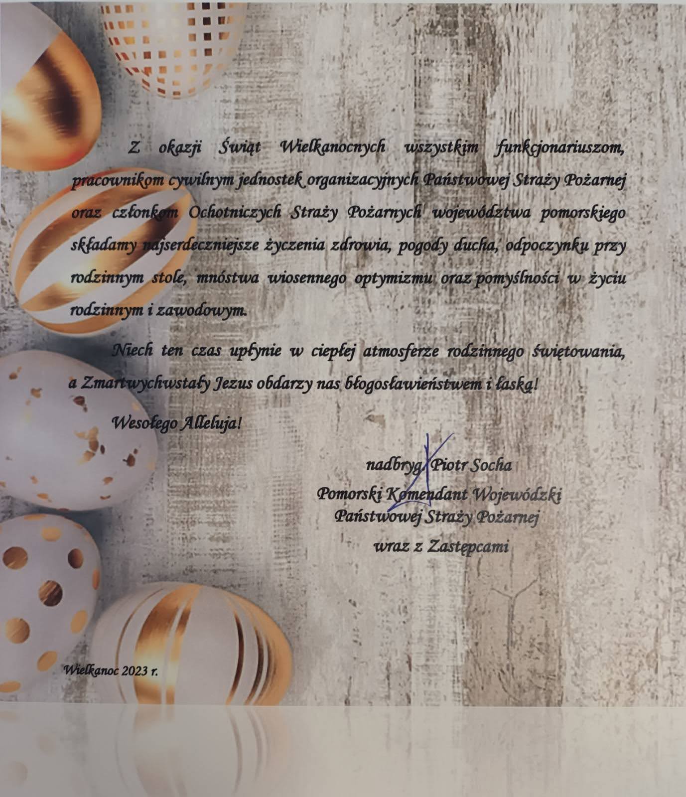 Życzenia Wielkanocne Kierownictwa KW PSP 