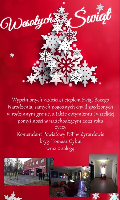 Życzenia świąteczne KP PSP w Żyrardowie
