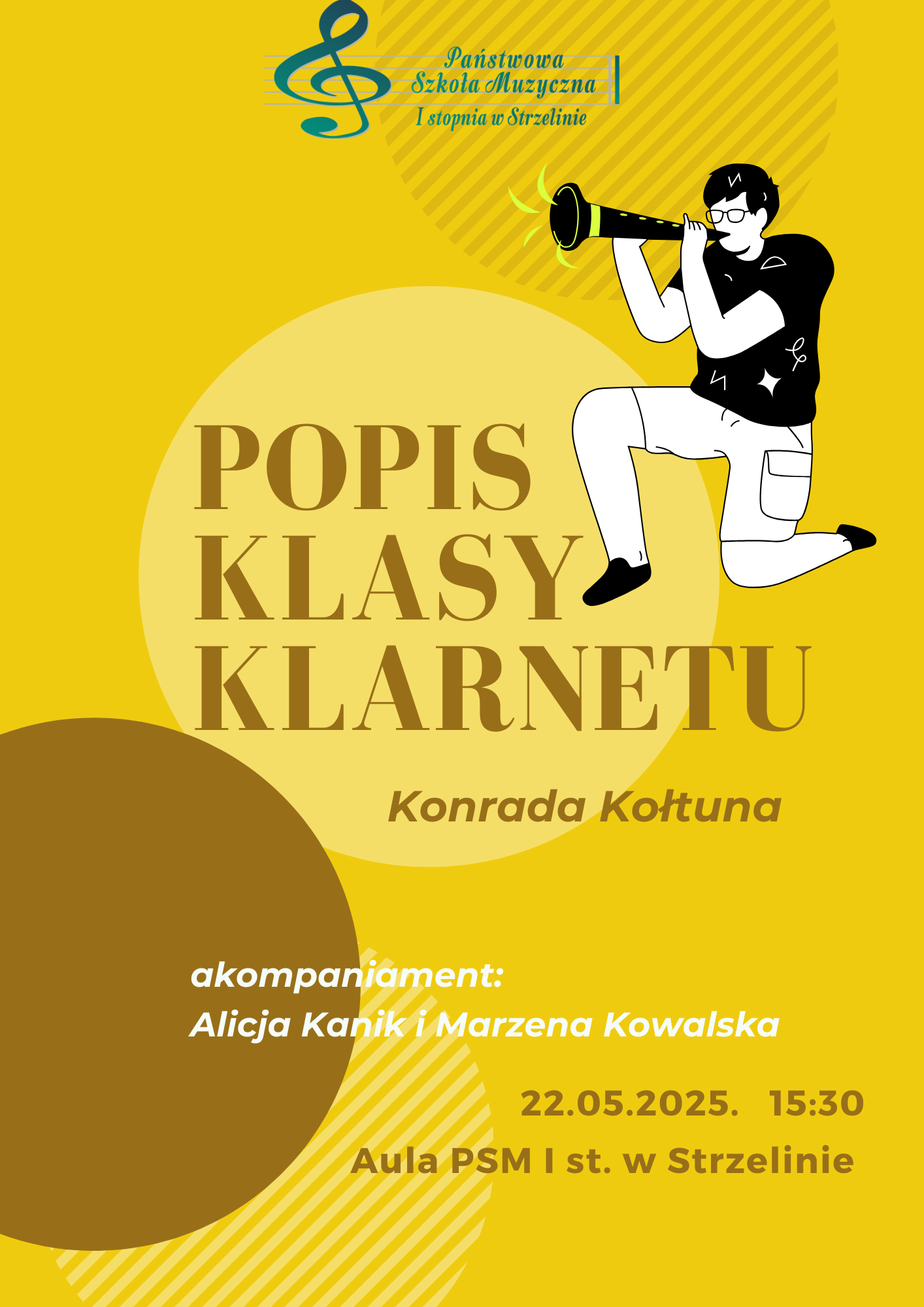 Na żółtym tle znajdują się informacje dotyczące wydarzenia.