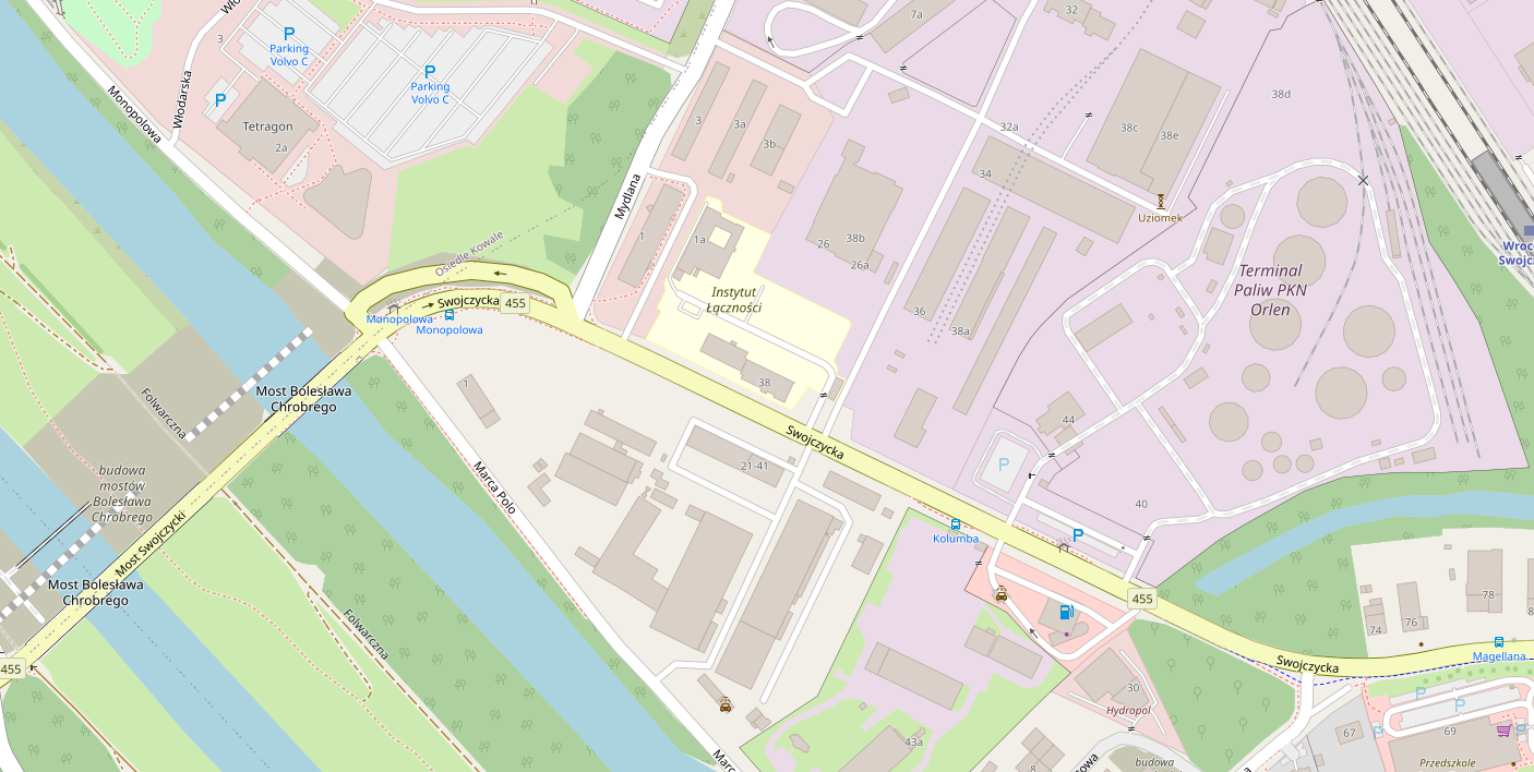 Mapa dojazdu do IŁ we Wrocławiu