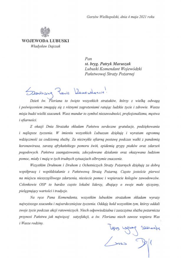 Życzenia Wojewody Lubuskiego