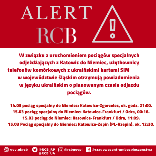Alert RCB dla obywateli Ukrainy – 14 marca.