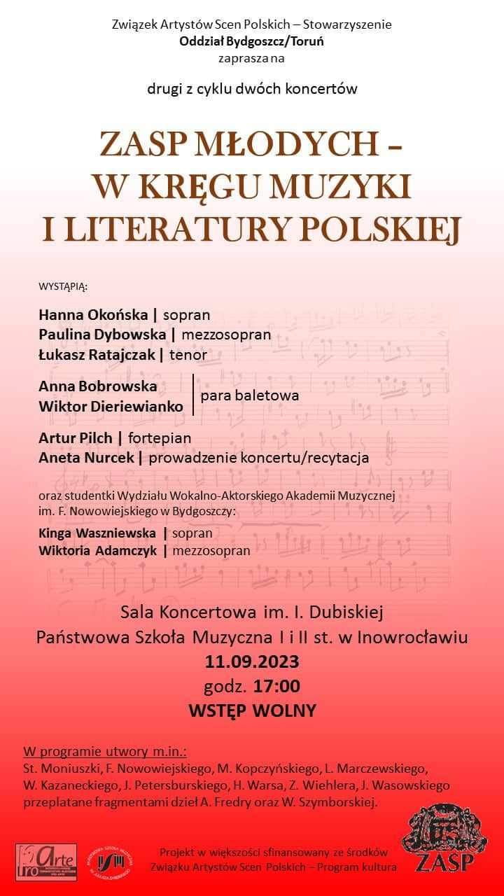 Plakat koncertu w kręgu literatury i muzyki polskiej
