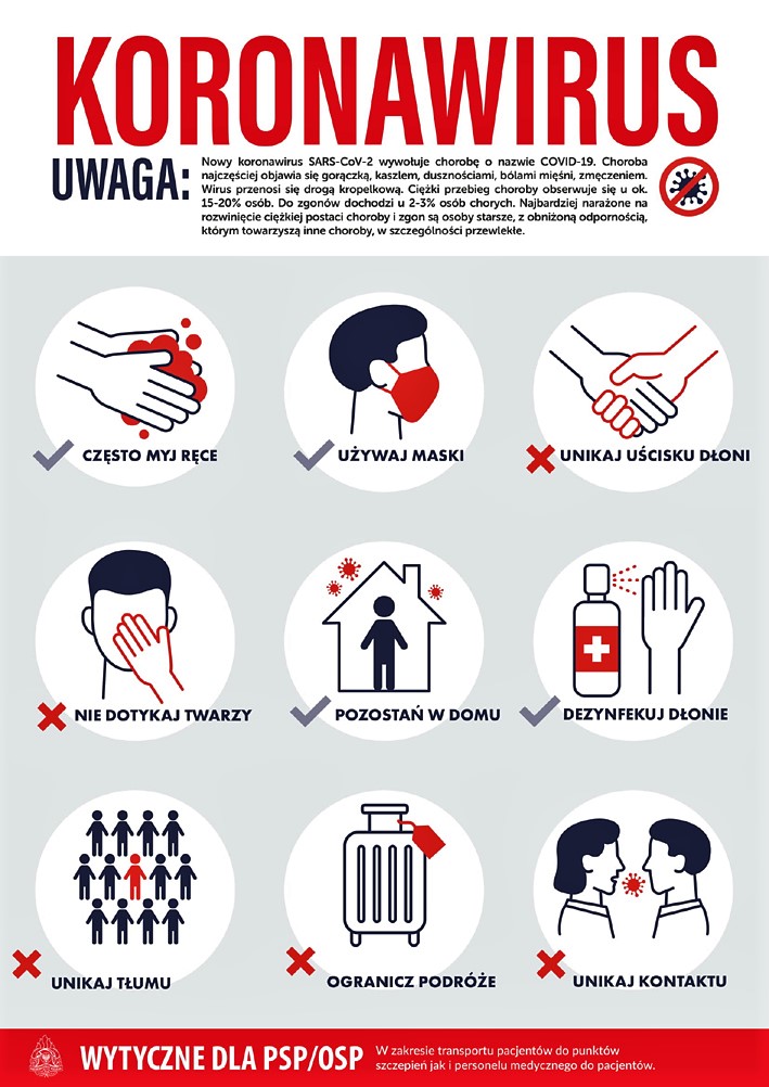 Wytyczne dla PSP i OSP w zakresie transportu pacjentów do punktów szczepień jak i personelu medycznego do pacjentów