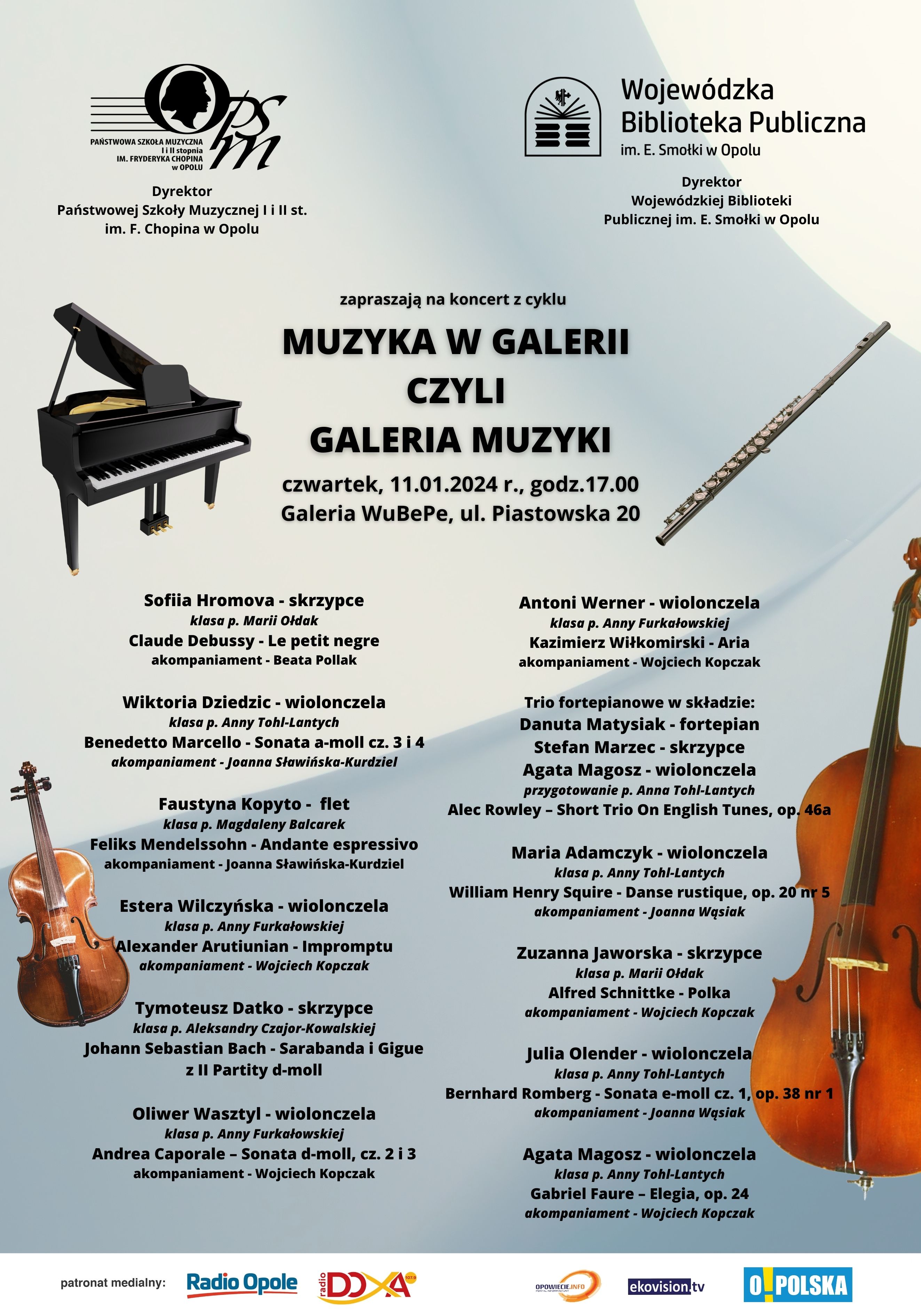 Plakat - Muzyka w Galerii styczeń 2024