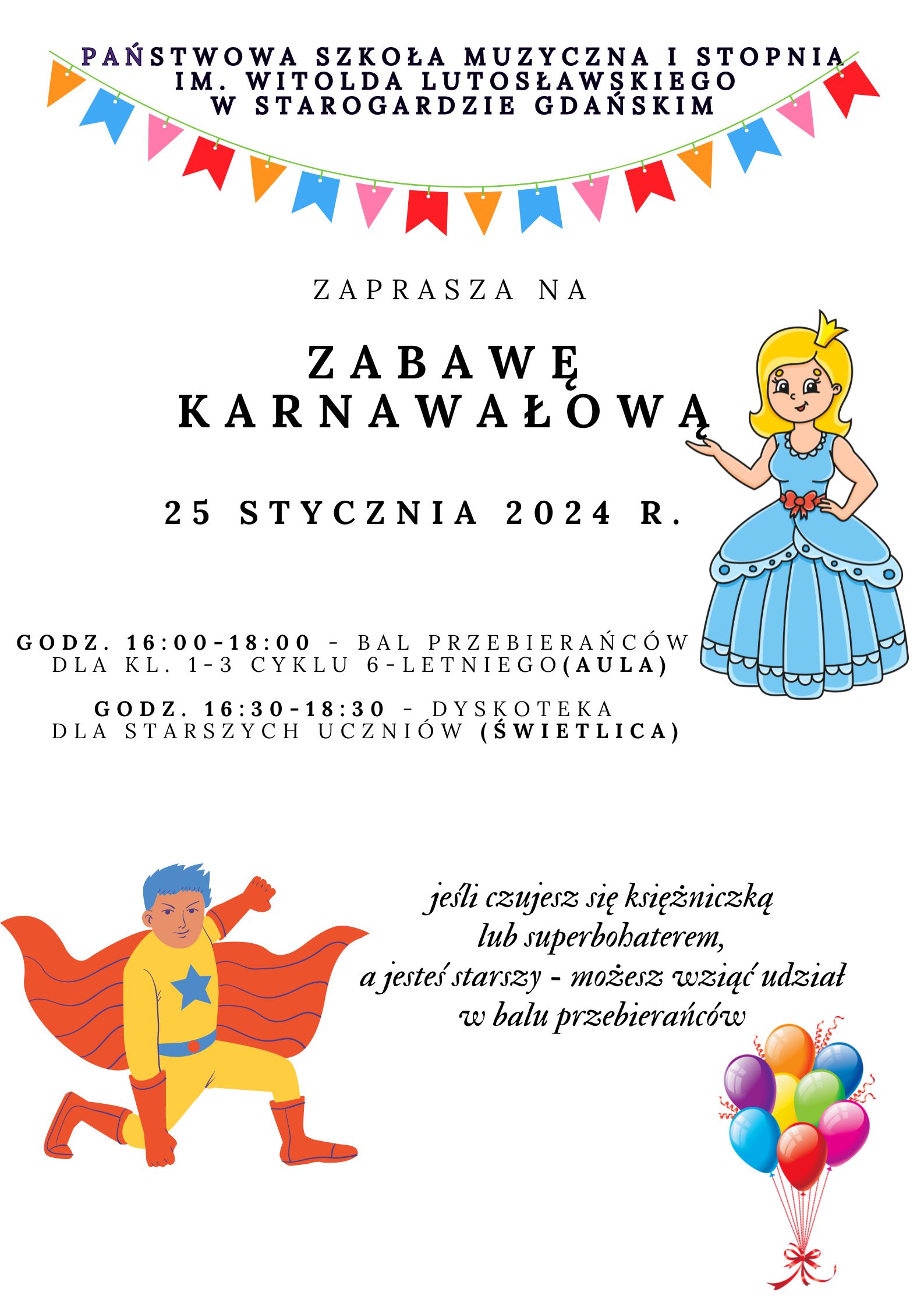 Plakat zabawy karnawałowej