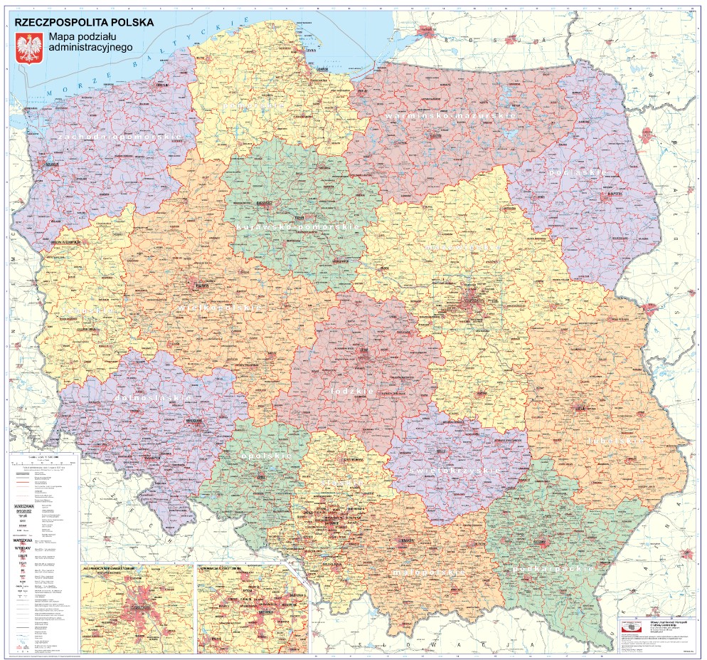 przedtstawia mapę administracyjna Polski