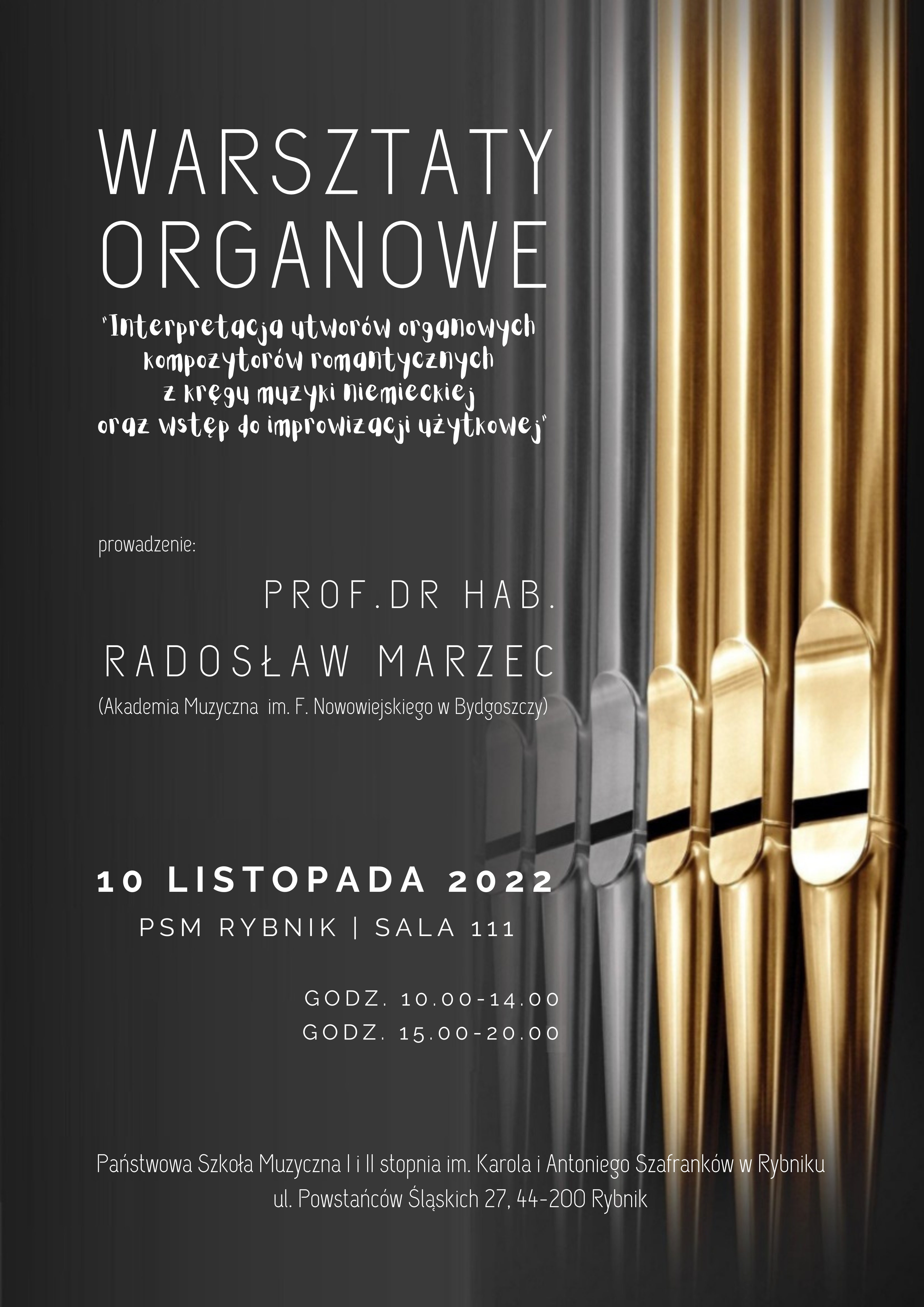 Plakat warsztaty organowe