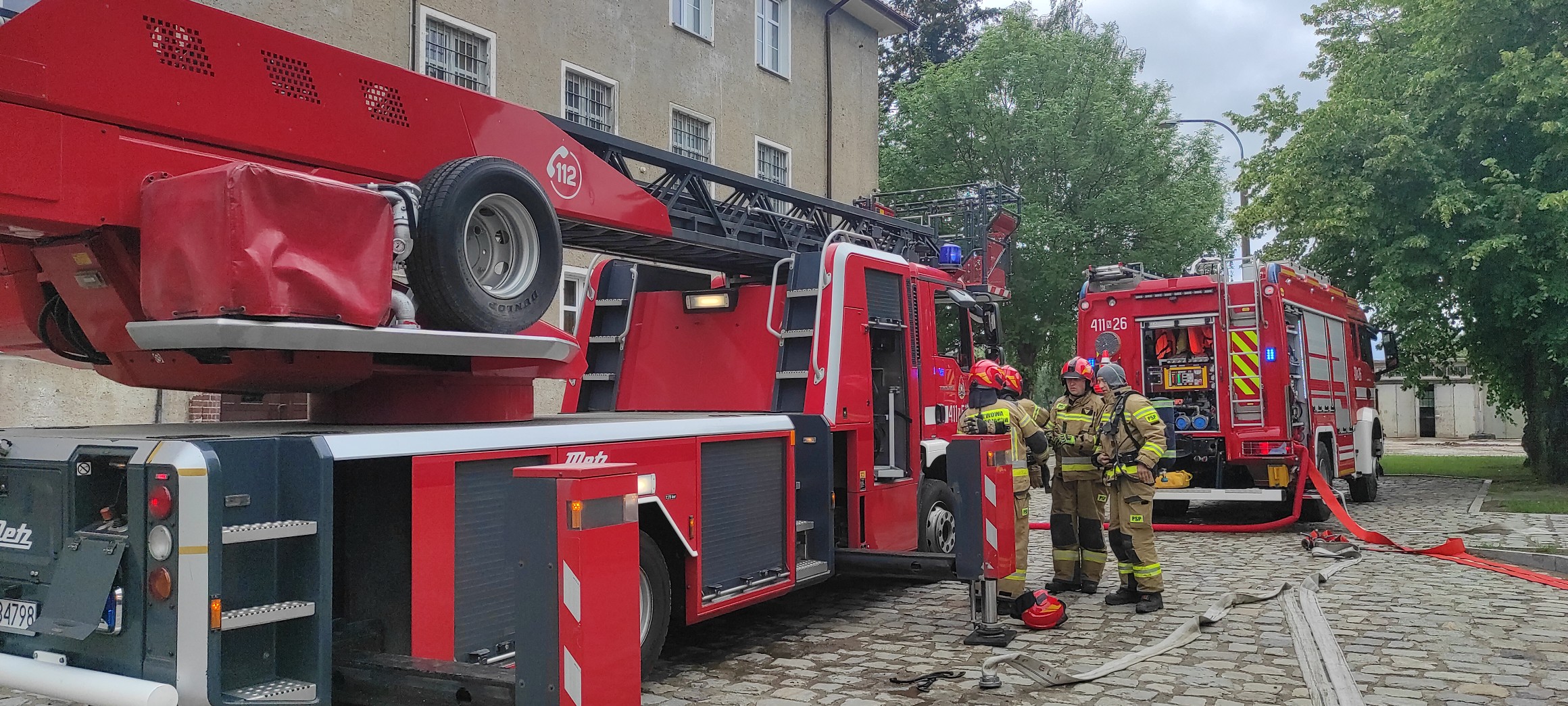 Ćwiczenia strażaków w 9 Braniewskiej Brygadzie Kawalerii Pancernej 