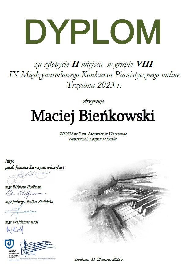 Maciej Bieńkowski II miejsce 