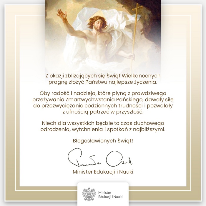 Życzenia świąteczne od Ministra Edukacji i Nauki