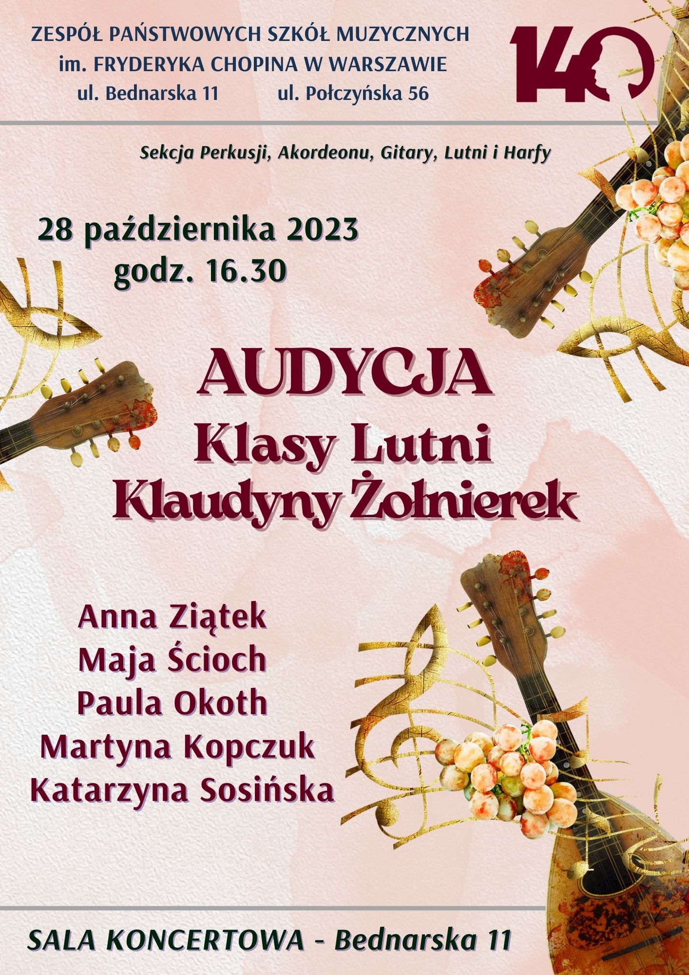Afisz - Audycja klasy lutni - 28.10.2023