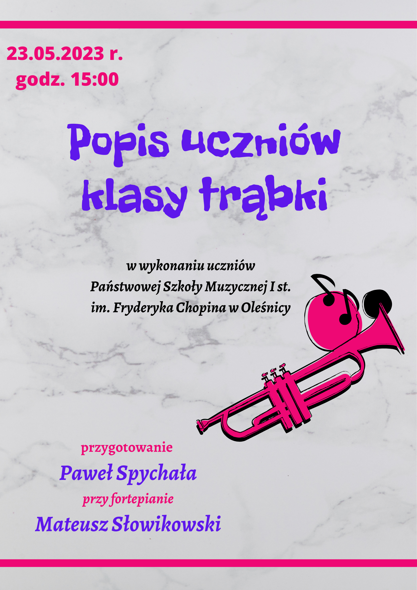 popis uczniów klasy trąbki
