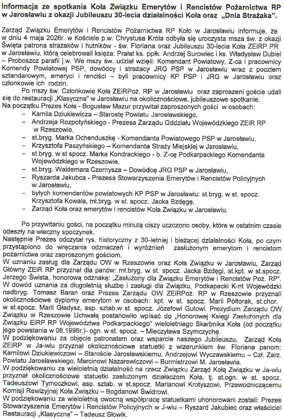 30-lecie Koła ZEiRP RP w Jarosławiu