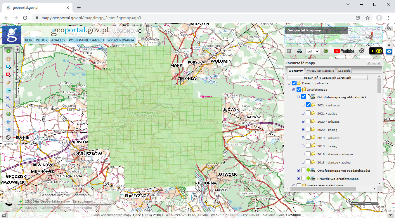 Ilustracja przedstawia zakres nowo przyjętej ortofotomapy.