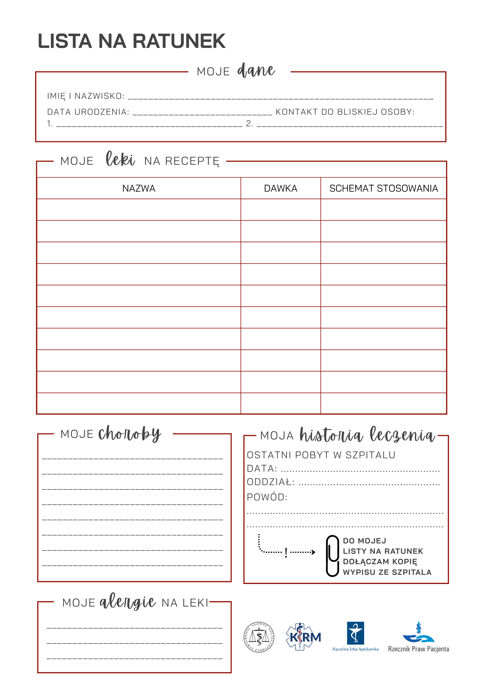 Lista na Ratunek (awers)