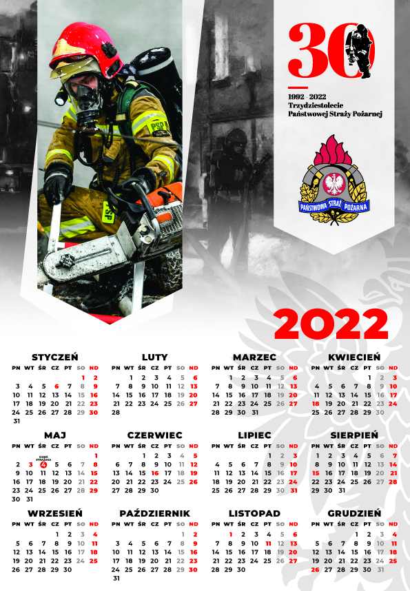 Kalendarz plakatowy KG PSP na rok 2022 – przód