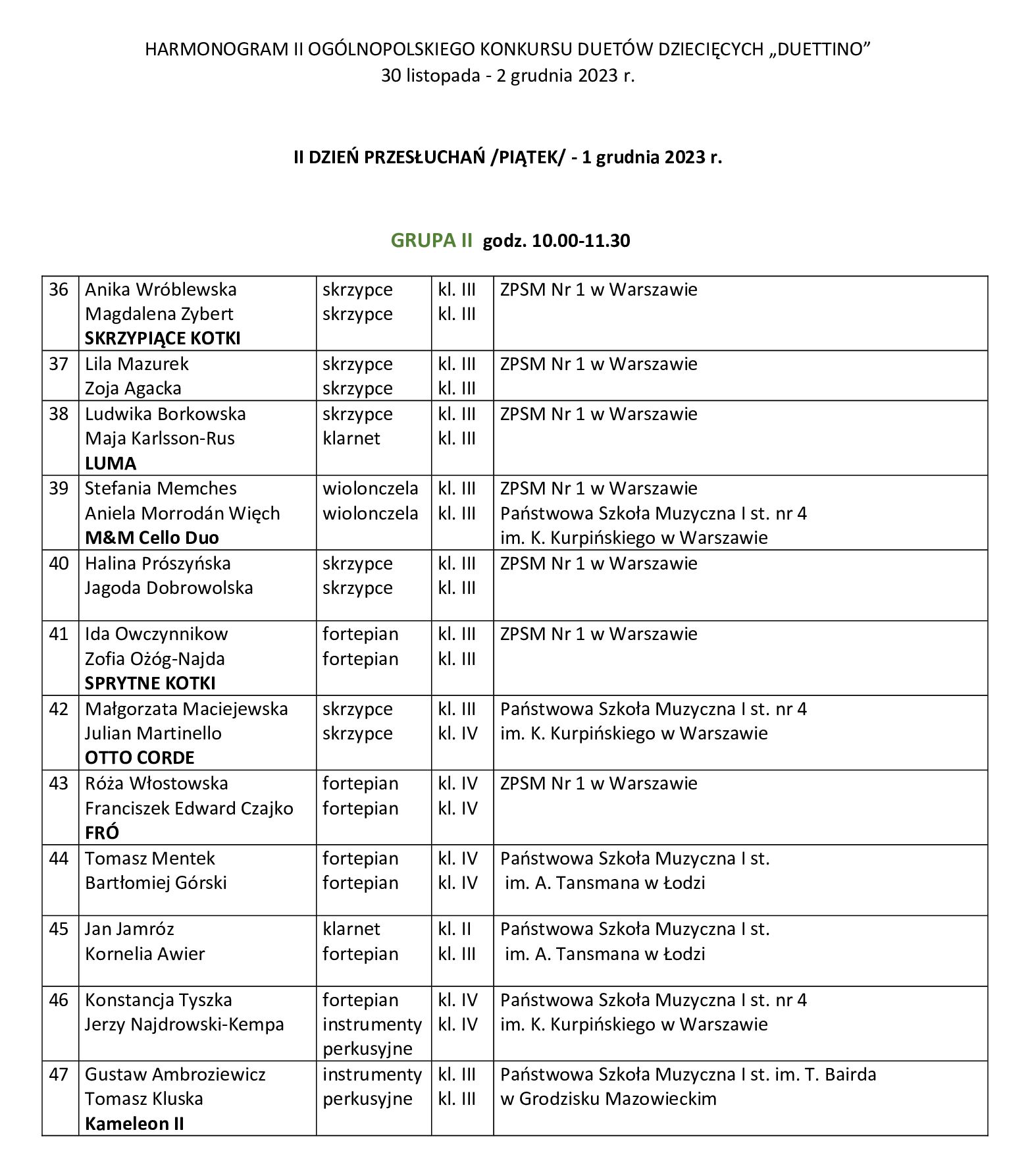 HARMONOGRAM DUETTINO