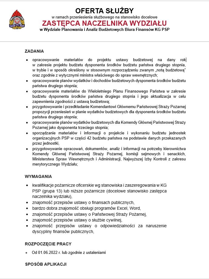 Treść oferty pracy 