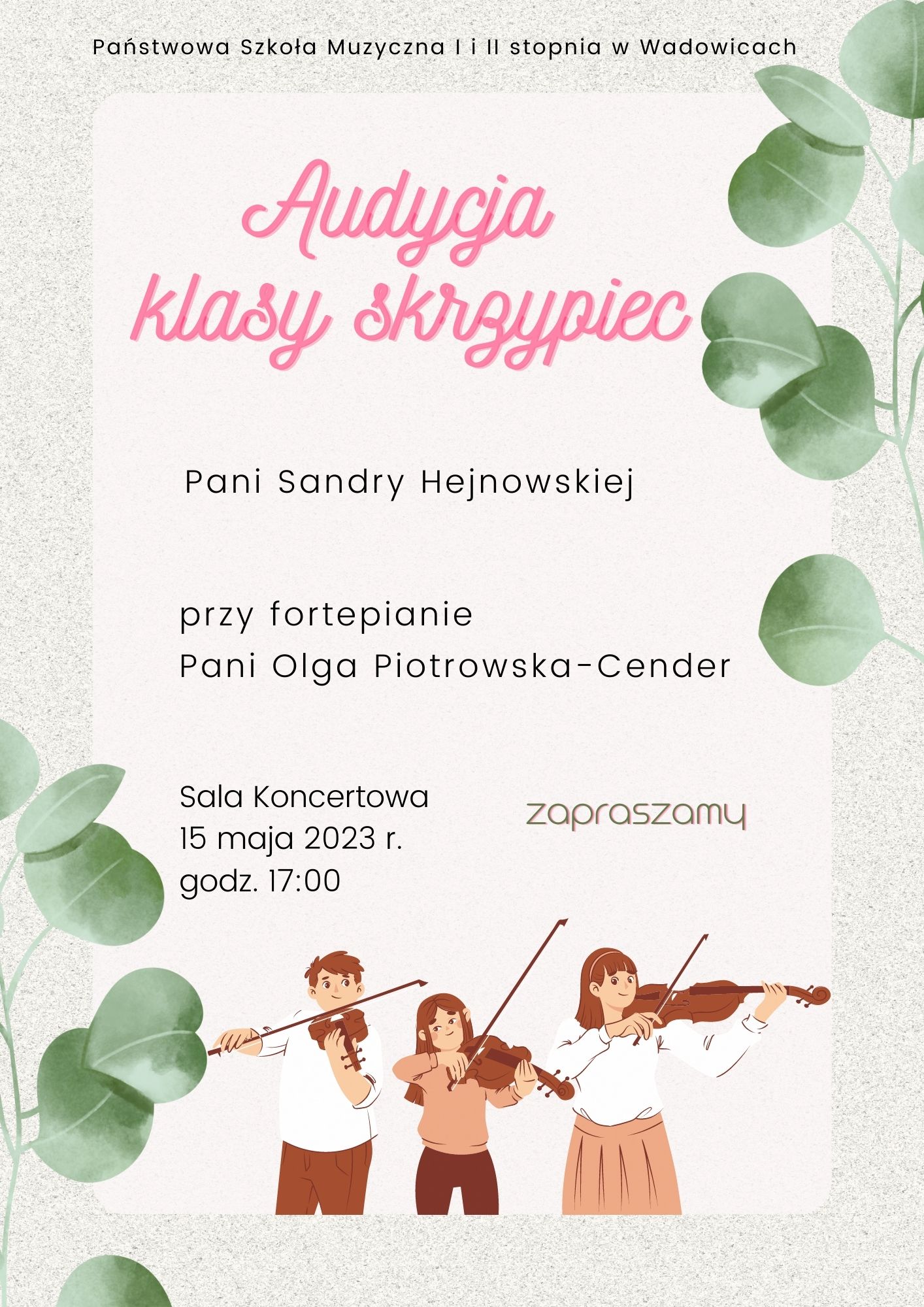 Audycja klasy skrzypiec 15.05.2023