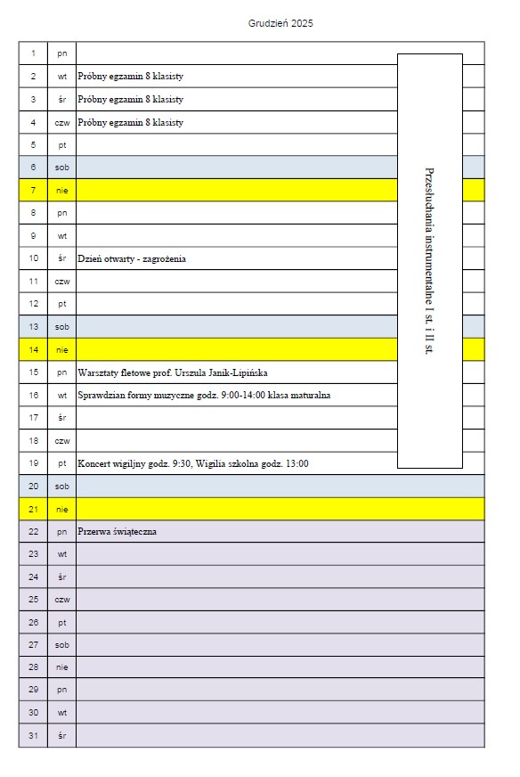 Kalendarz na miesiąc bieżacy miesiac