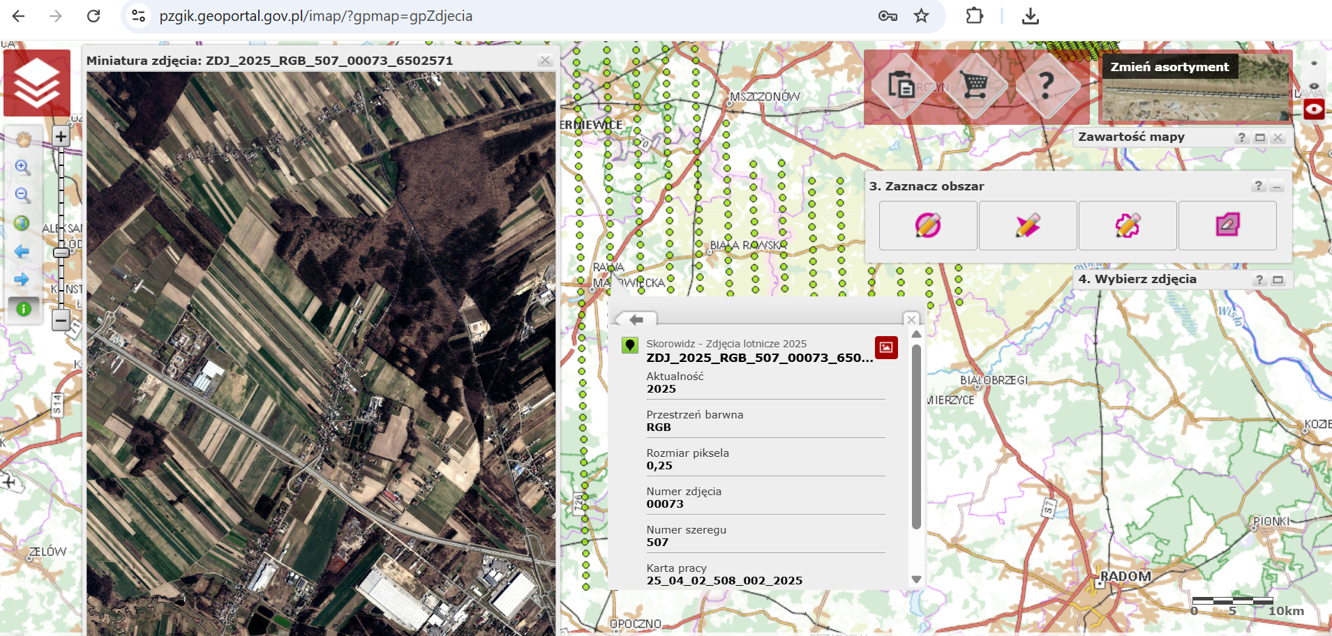 Ilustracja przedstawia zrzut ekranu z portalu pzgik