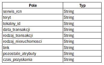 Ilustracja przedstawia zestaw atrybutów dla danych możliwych do pobrania.