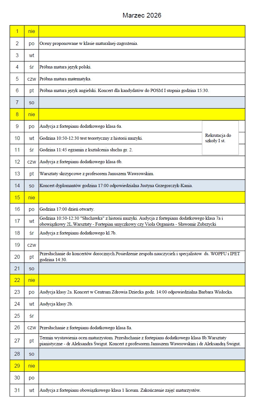 Kalendarz na 03.2026