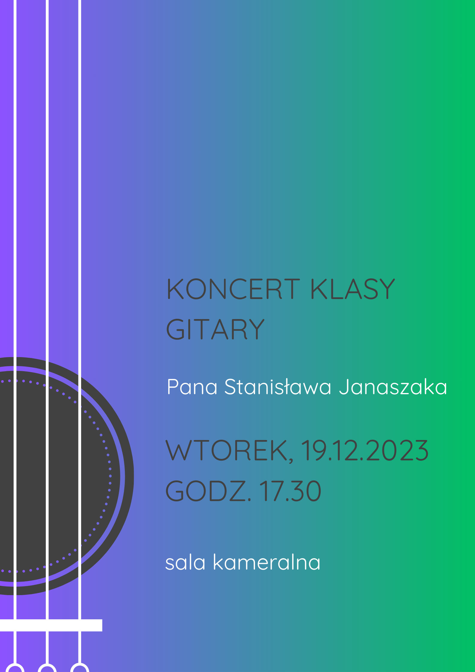 Plakat - Koncert uczniów klasy gitary