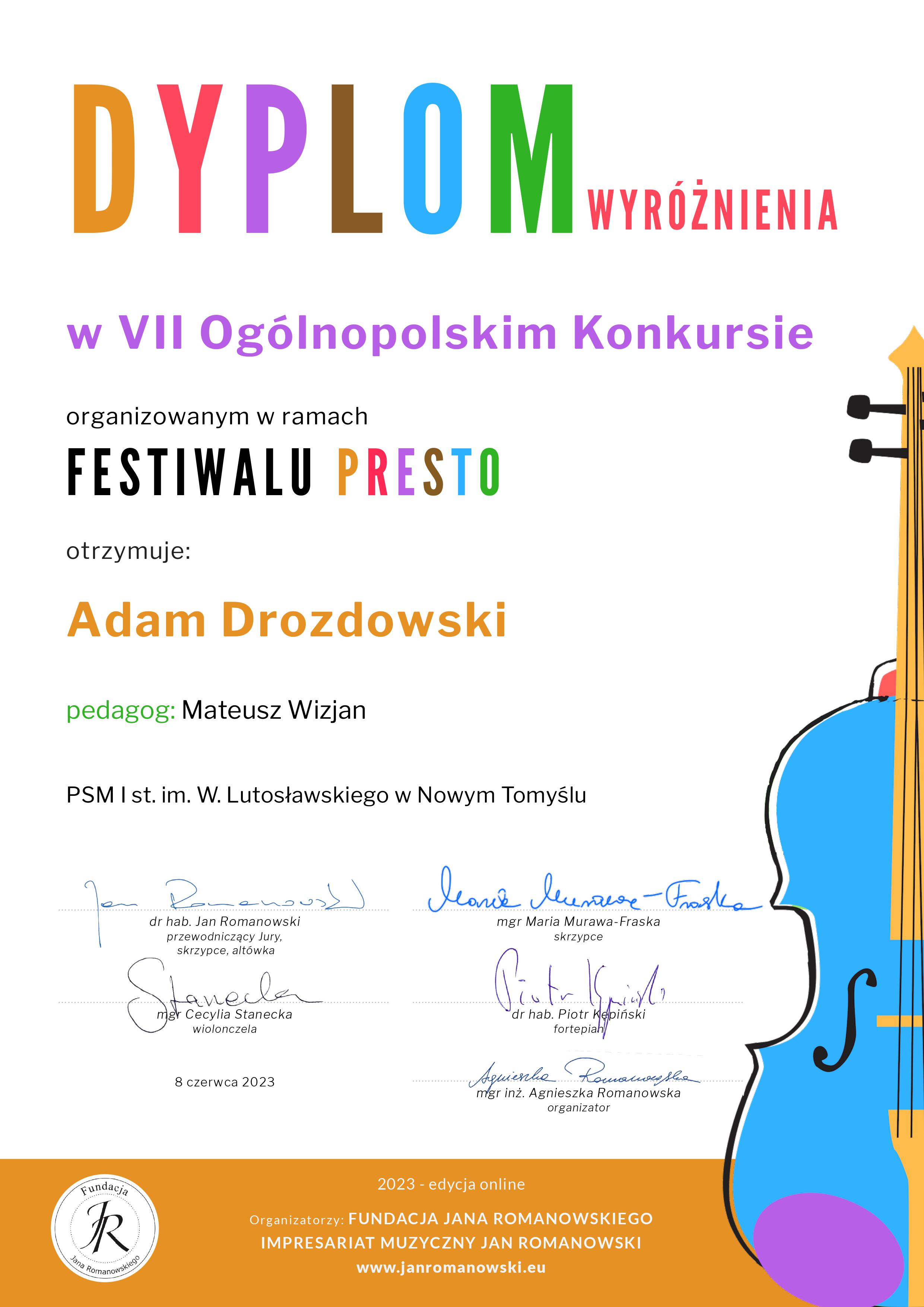 Dyplom - Adam Drozdowski