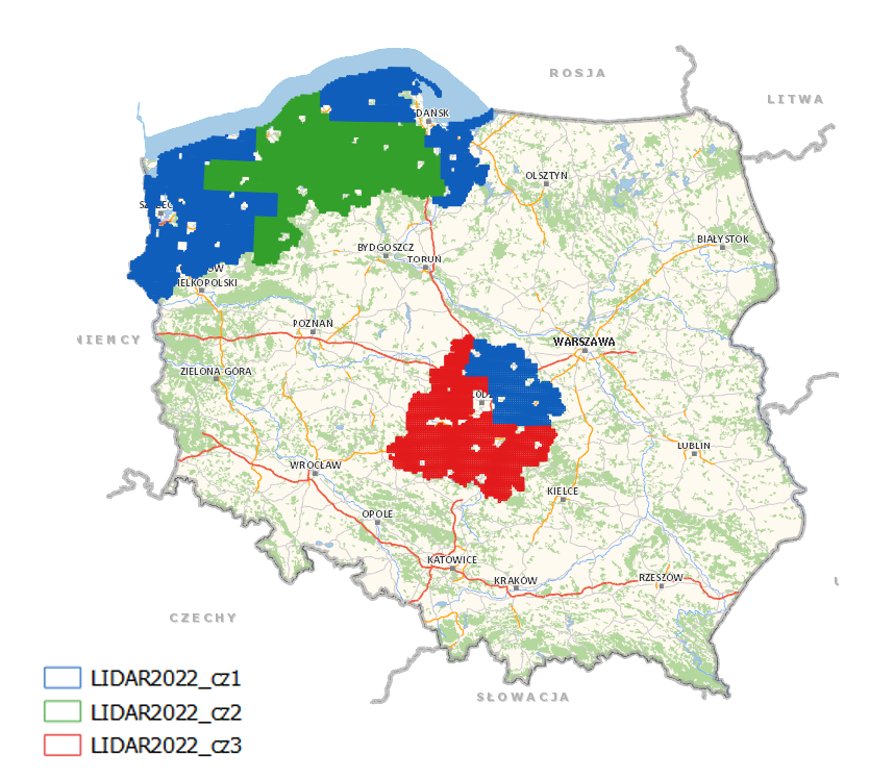 Ilustracja przedstawiaja zakres planowanych do opracowania danych wysokościowych w 2022 r.