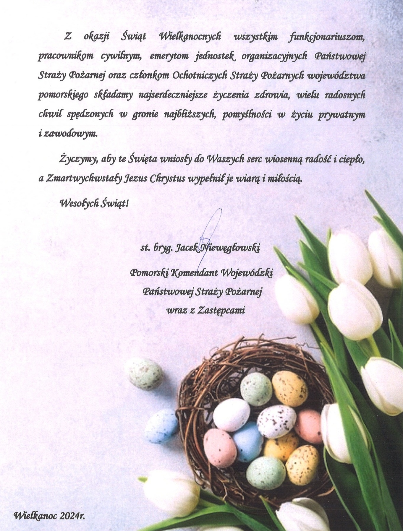 Karta z życzeniami Wielkanocnymi