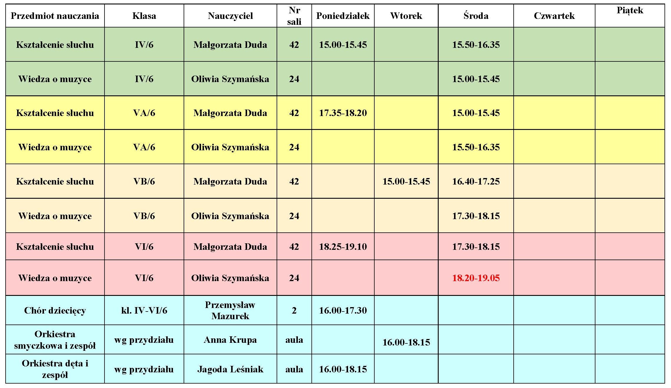 Plan lekcji