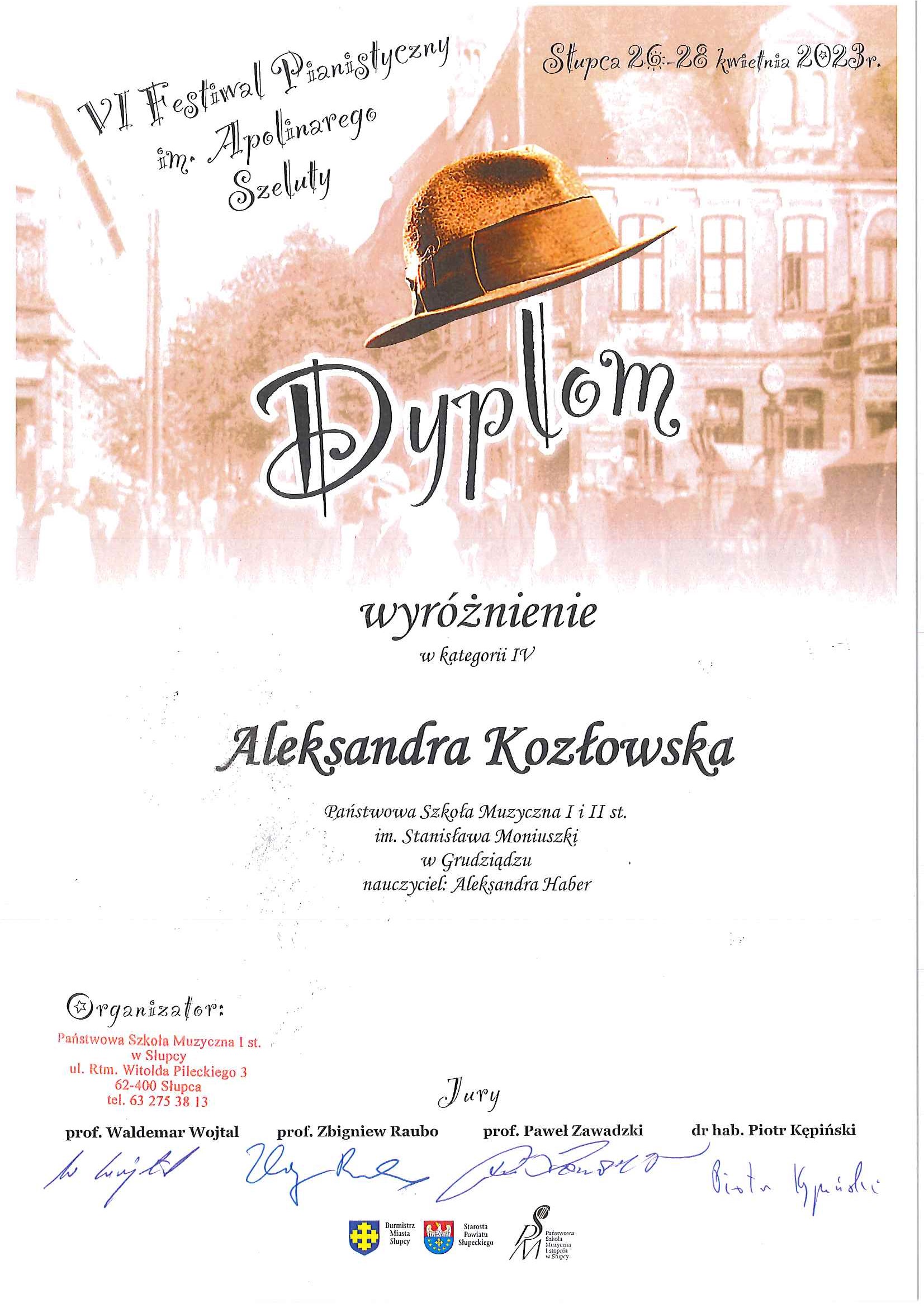 Dyplom A. Kozłowska