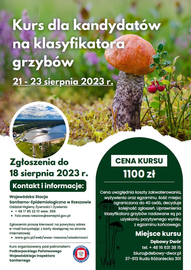 Kurs dla klasyfikatorów grzybów 21-23 sierpnia 2023 r.