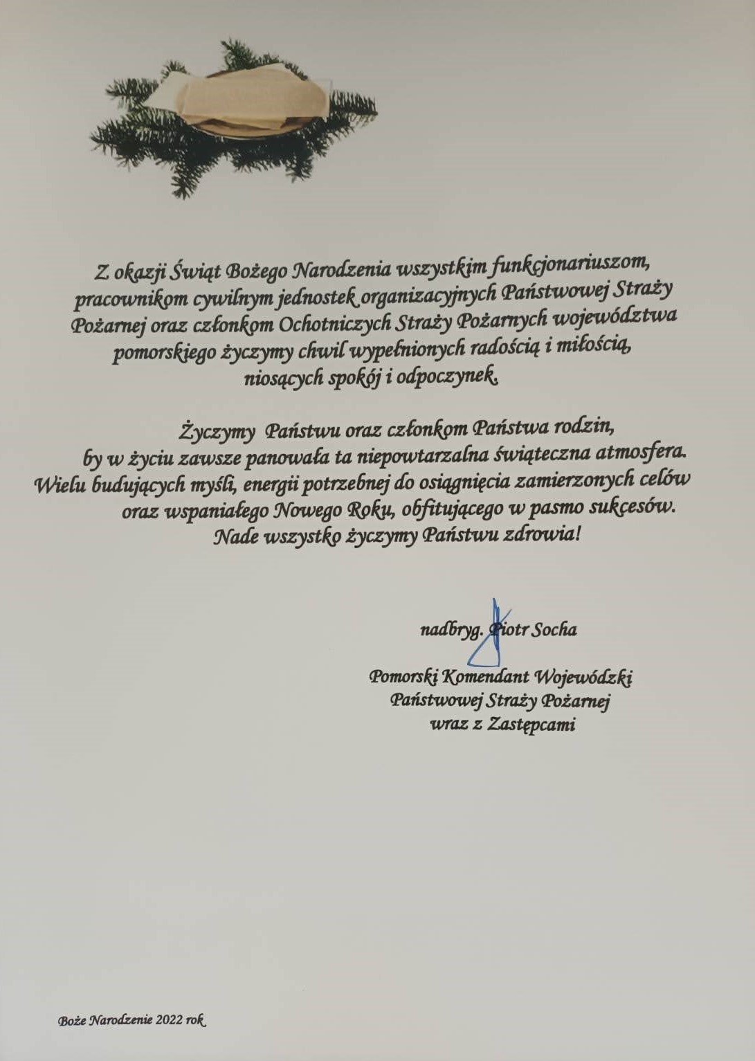 Życzenia kierownictwa KW PSP w Gdańsku