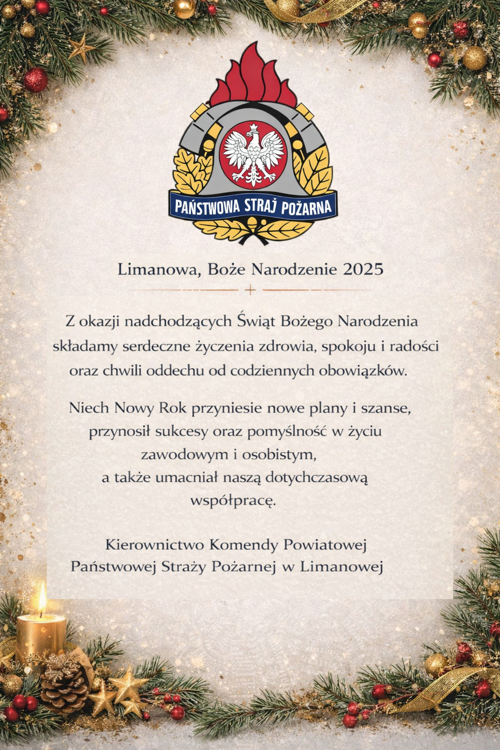 Życzenia KP PSP w Limanowej