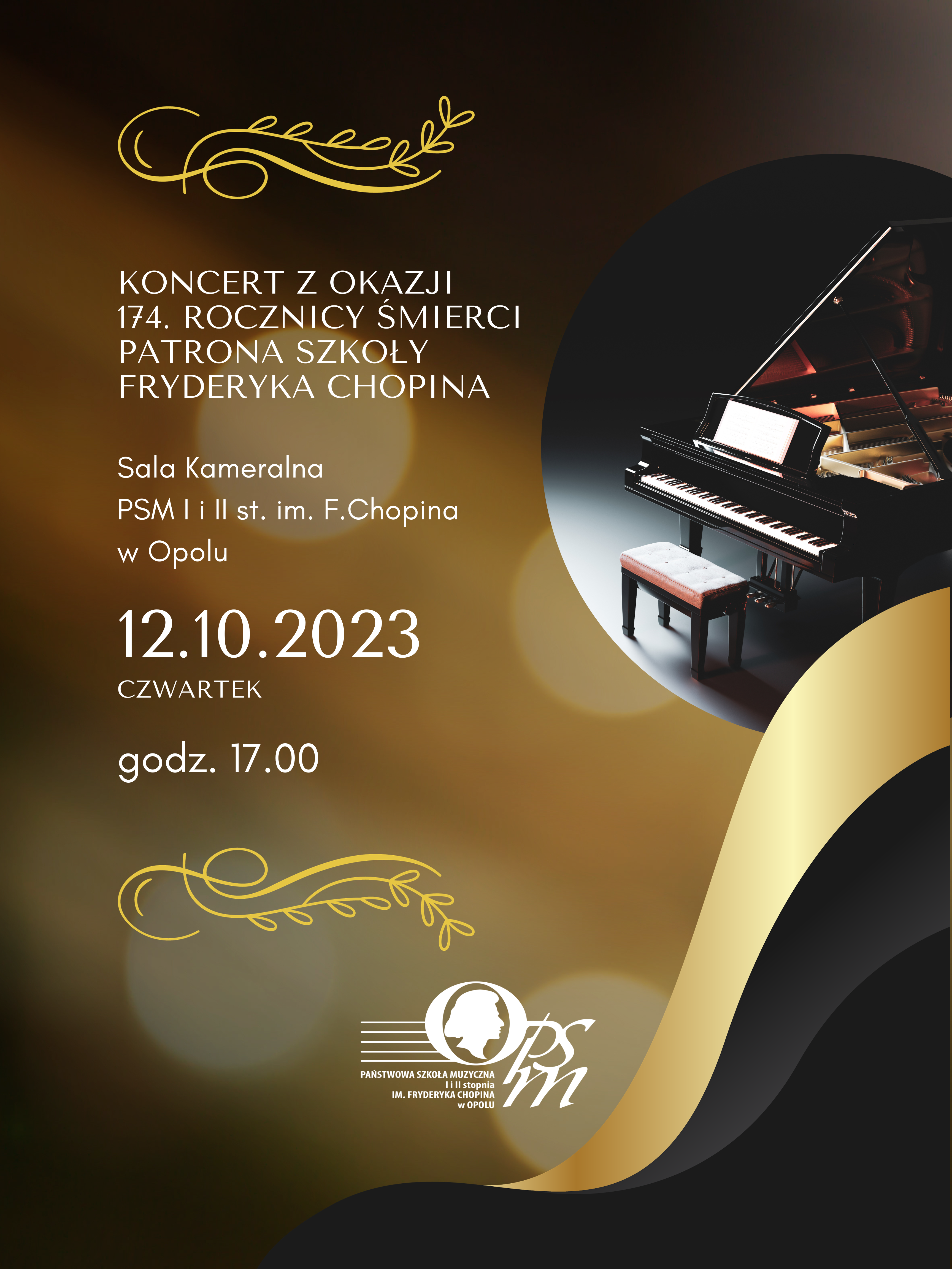 Plakat Koncertu z okazji 174. rocznicy śmierci Patrona Szkoły